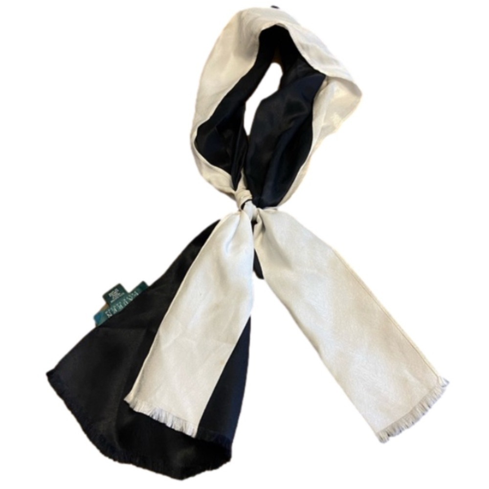 NEW! Lauren Ralph Lauren Black & White Square Silk Scarf Retro Circa 2002